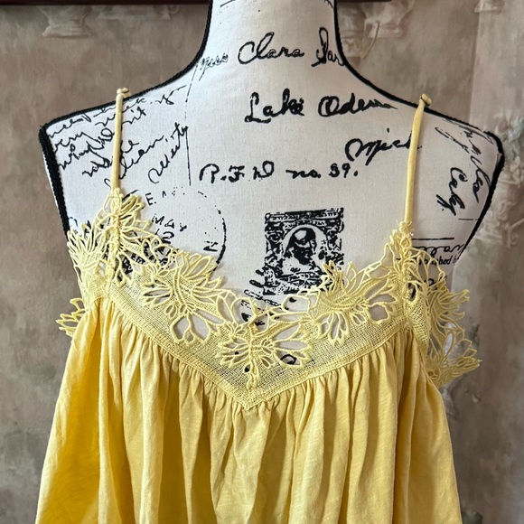 FREE PEOPLE KAYLA LACE EMBELLISHED TOP XL PINEAPPLE GOLDEN YELLOW - Picture 6 of 6
